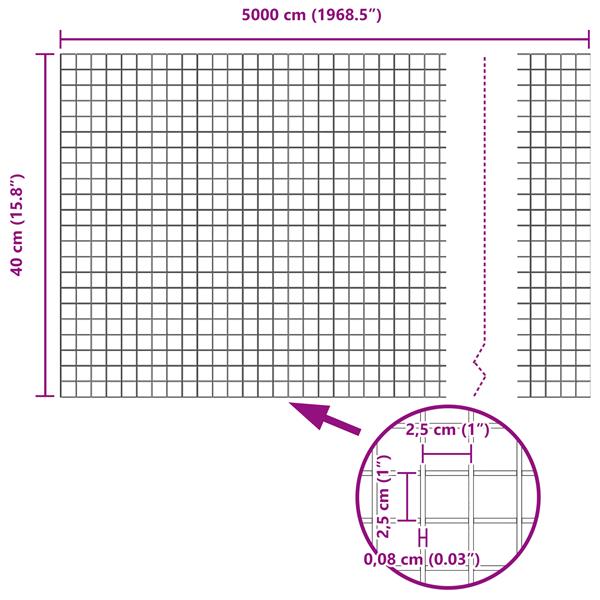 Grote foto vidaxl gelast draadhek 0.4x50 m gegalvaniseerd staal tuin en terras hekken en schuttingen