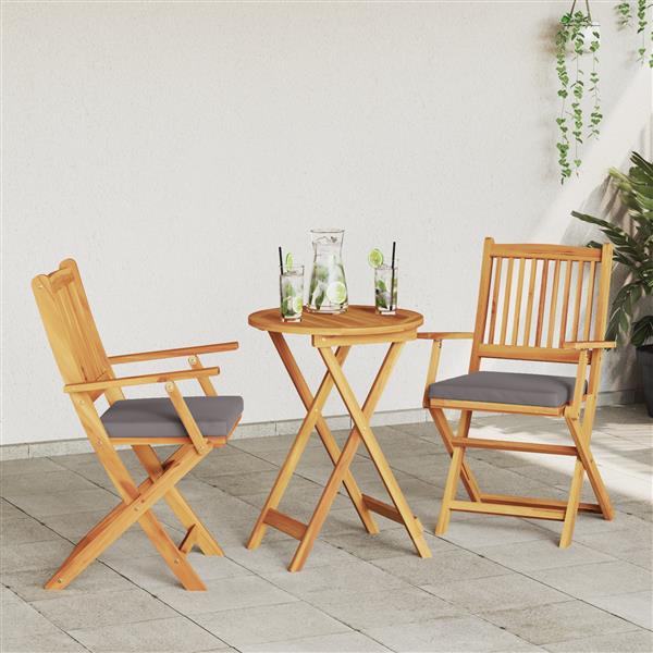Grote foto vidaxl tuinstoelen 2 st inklapbaar met grijs kussen massief acaciahout tuin en terras tuinmeubelen