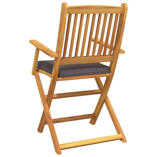 Grote foto vidaxl tuinstoelen 2 st inklapbaar met grijs kussen massief acaciahout tuin en terras tuinmeubelen