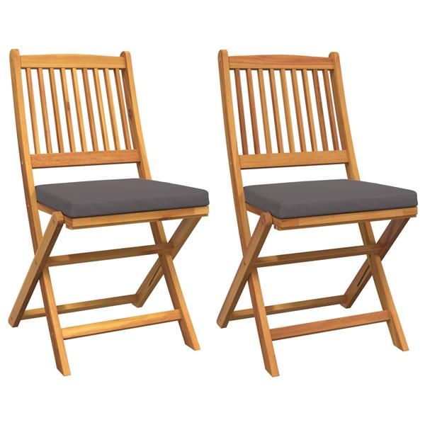 Grote foto vidaxl tuinstoelen 2 st inklapbaar met grijs kussen massief acaciahout tuin en terras tuinmeubelen