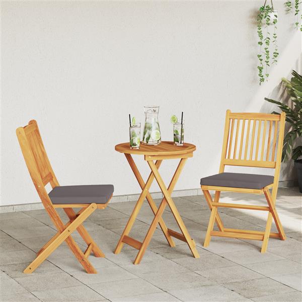 Grote foto vidaxl tuinstoelen 2 st inklapbaar met grijs kussen massief acaciahout tuin en terras tuinmeubelen
