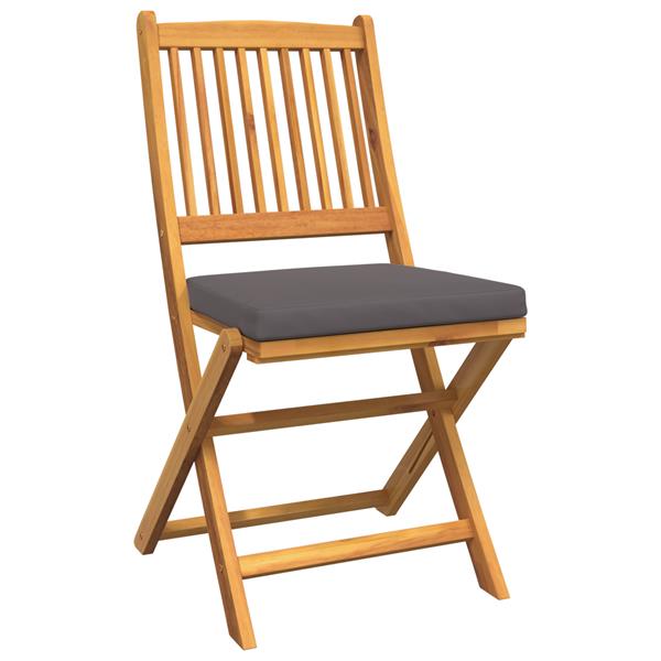Grote foto vidaxl tuinstoelen 2 st inklapbaar met grijs kussen massief acaciahout tuin en terras tuinmeubelen