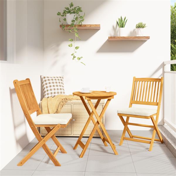 Grote foto vidaxl tuinstoelen 2 st inklapbaar met wit kussen massief acaciahout tuin en terras tuinmeubelen