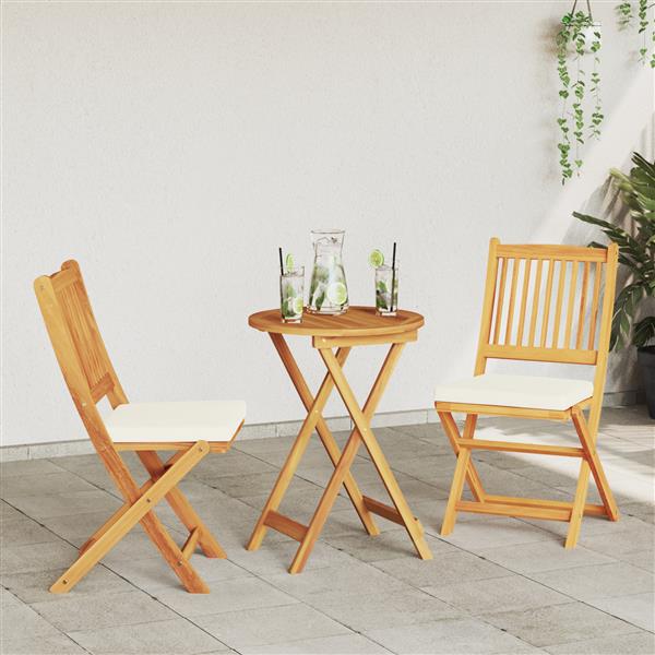 Grote foto vidaxl tuinstoelen 2 st inklapbaar met wit kussen massief acaciahout tuin en terras tuinmeubelen