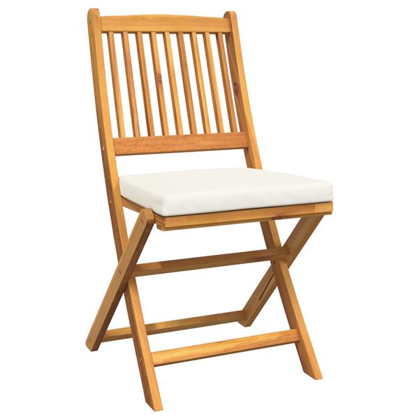 Grote foto vidaxl tuinstoelen 2 st inklapbaar met wit kussen massief acaciahout tuin en terras tuinmeubelen