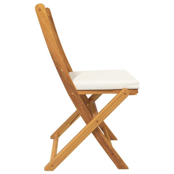 Grote foto vidaxl tuinstoelen 2 st inklapbaar met wit kussen massief acaciahout tuin en terras tuinmeubelen
