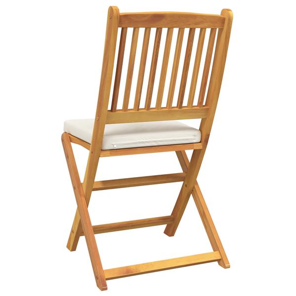 Grote foto vidaxl tuinstoelen 2 st inklapbaar met wit kussen massief acaciahout tuin en terras tuinmeubelen
