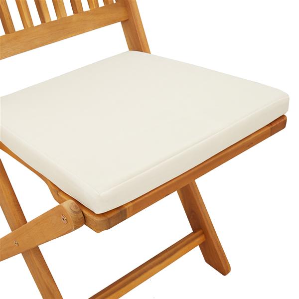 Grote foto vidaxl tuinstoelen 2 st inklapbaar met wit kussen massief acaciahout tuin en terras tuinmeubelen