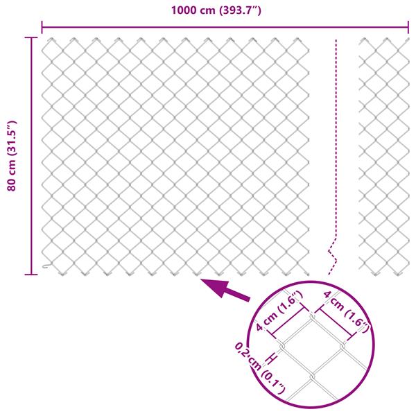 Grote foto vidaxl ketenlinkhek 0.8x10 m ge galvaniseerd staal tuin en terras hekken en schuttingen