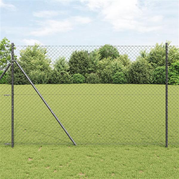 Grote foto vidaxl ketenlink hek grijs 1 5x10 m staal tuin en terras hekken en schuttingen
