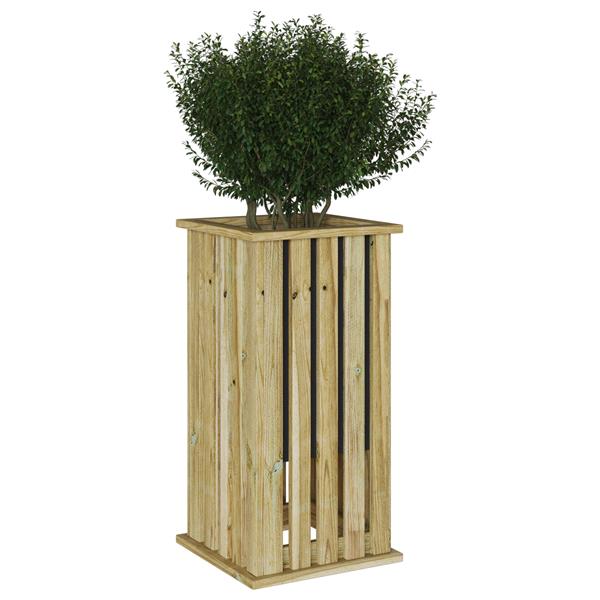 Grote foto vidaxl tuinplantbak met liner 33x33x65 cm ge mpregneerd vurenhout tuin en terras overige tuin en terras