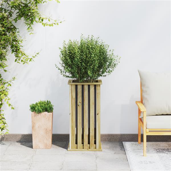 Grote foto vidaxl tuinplantbak met liner 33x33x65 cm ge mpregneerd vurenhout tuin en terras overige tuin en terras