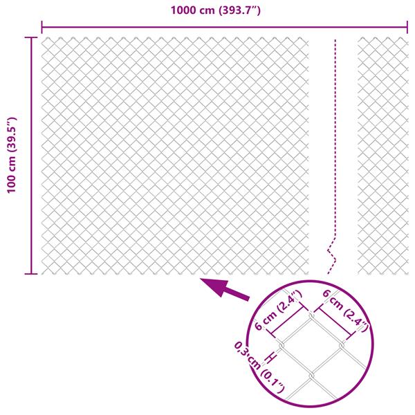 Grote foto vidaxl kettingschakelhek grijs 1x10 m staal tuin en terras hekken en schuttingen