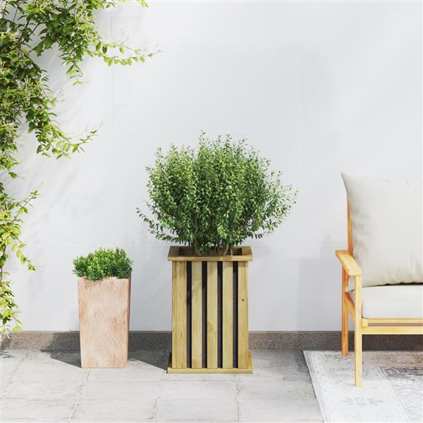 Grote foto vidaxl tuinplantbak met liner 33x33x45 cm ge mpregneerd hout vuren tuin en terras overige tuin en terras