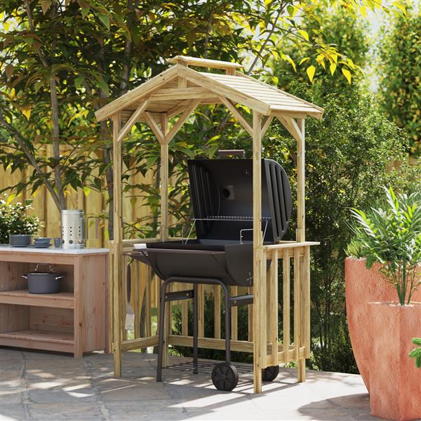 Grote foto vidaxl bbq schuur 133 5x63x200 cm ge mpregneerd vurenhout tuin en terras tuinhuisjes en blokhutten