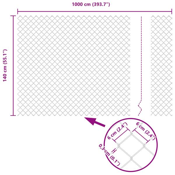 Grote foto vidaxl kettinglinkhek groen 1 4x10 m staal tuin en terras hekken en schuttingen