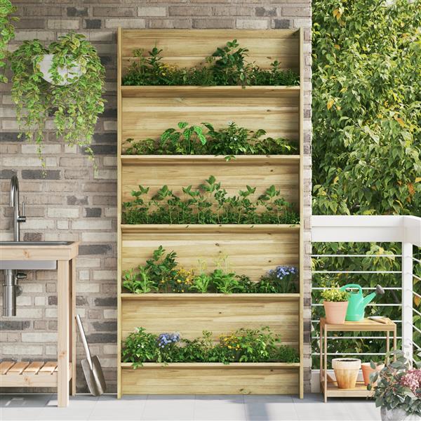 Grote foto vidaxl tuinplantenstandaard 5 laags 90x15x180 cm ge mpregneerd vurenhout tuin en terras overige tuin en terras