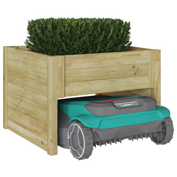 Grote foto vidaxl robotmaaier garage met plantenbak van ge mpregneerd hout tuin en terras tuinhuisjes en blokhutten