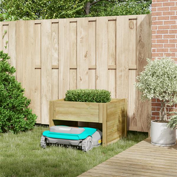 Grote foto vidaxl robotmaaier garage met plantenbak van ge mpregneerd hout tuin en terras tuinhuisjes en blokhutten