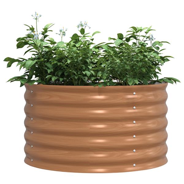 Grote foto vidaxl verhoogd tuinbed bruin met houtlook 80x80x44 cm staal tuin en terras overige tuin en terras