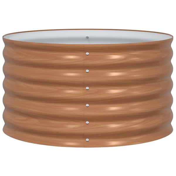 Grote foto vidaxl verhoogd tuinbed bruin met houtlook 80x80x44 cm staal tuin en terras overige tuin en terras