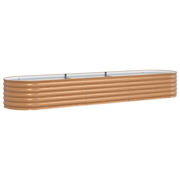 Grote foto vidaxl verhoogd tuinbed bruin met houtlook 320x80x44 cm staal tuin en terras overige tuin en terras