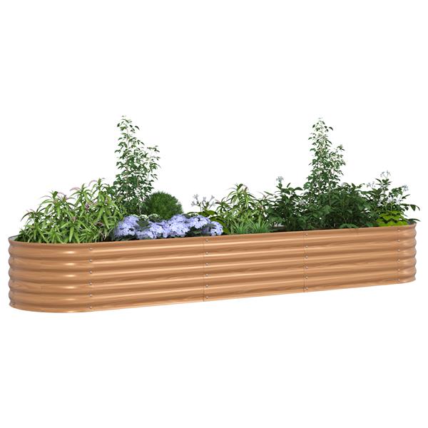 Grote foto vidaxl verhoogd tuinbed bruin met houtlook 320x80x44 cm staal tuin en terras overige tuin en terras