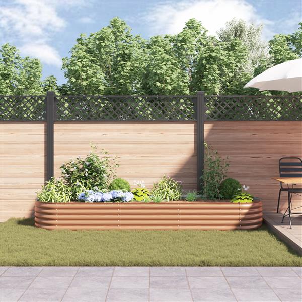 Grote foto vidaxl verhoogd tuinbed bruin met houtlook 320x80x44 cm staal tuin en terras overige tuin en terras