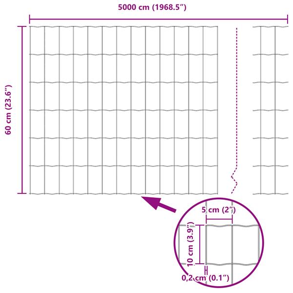 Grote foto vidaxl euro hek 0 6x50 m gegalvaniseerd staal tuin en terras hekken en schuttingen