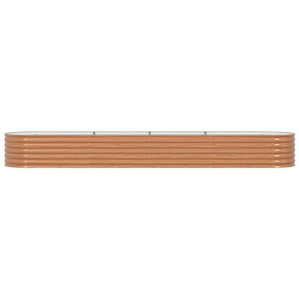 Grote foto vidaxl verhoogd tuinbed bruin met houten uiterlijk 400x80x44 cm staal tuin en terras overige tuin en terras