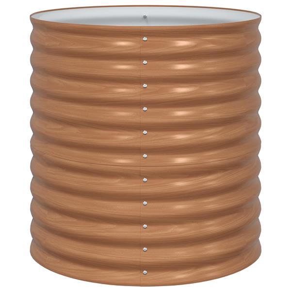 Grote foto vidaxl hoge tuinbed bruin met houtlook 80x80x81 cm staal tuin en terras overige tuin en terras
