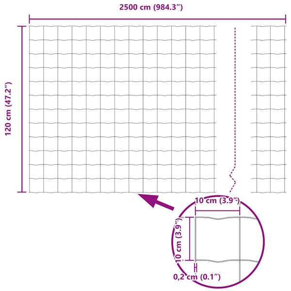 Grote foto vidaxl euro hek 1.2x25 m gegalvaniseerd staal tuin en terras hekken en schuttingen