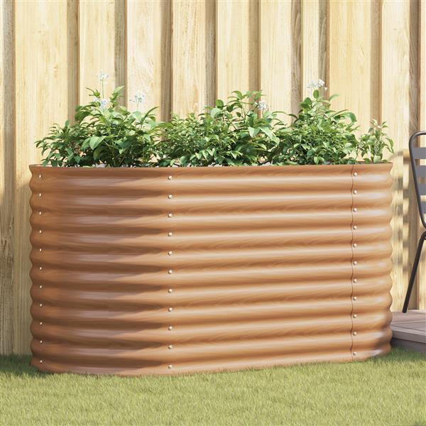 Grote foto vidaxl verhoogd tuinbed bruin met houten uiterlijk 160x80x81 cm staal tuin en terras overige tuin en terras