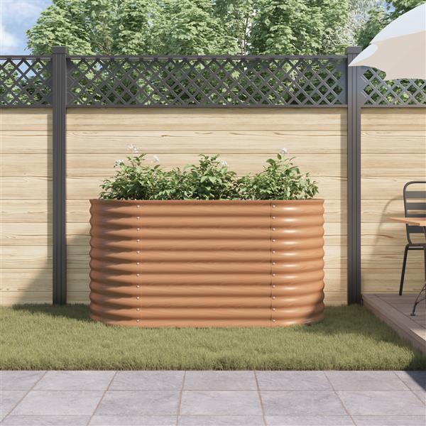 Grote foto vidaxl verhoogd tuinbed bruin met houten uiterlijk 160x80x81 cm staal tuin en terras overige tuin en terras