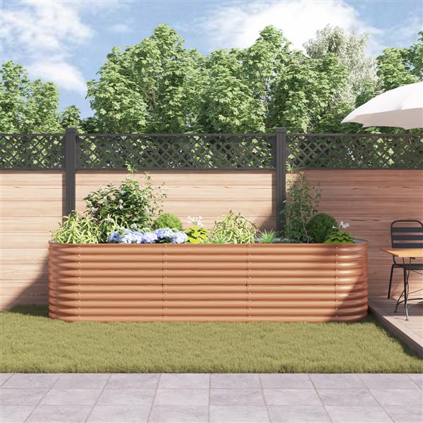 Grote foto vidaxl verhoogd bed planter hout effect metaal 320 x 80 x 81 cm duurzaam tuin en terras overige tuin en terras