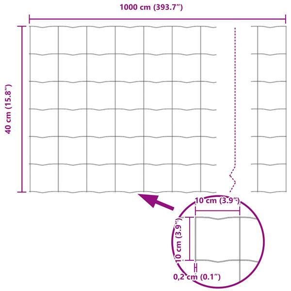 Grote foto vidaxl euro hek 0.6x10 m gegalvaniseerd staal tuin en terras hekken en schuttingen