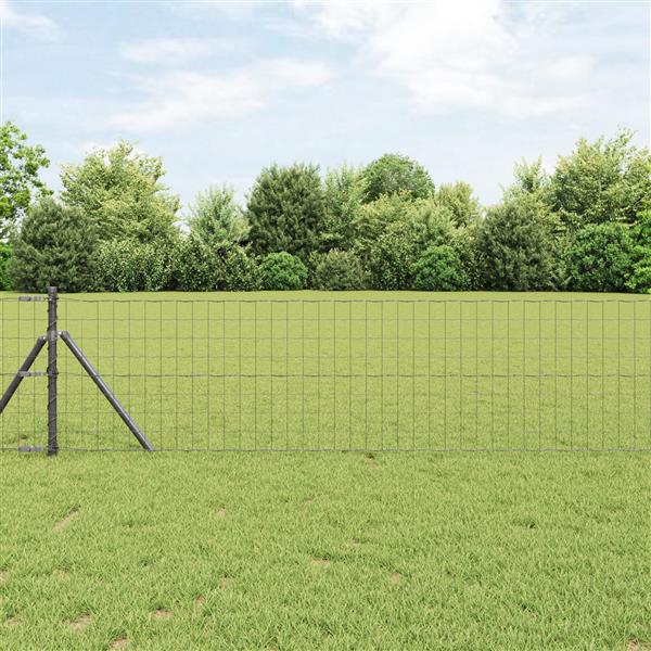 Grote foto vidaxl euro schutting grijs 0 6 x 25 m staal tuin en terras hekken en schuttingen