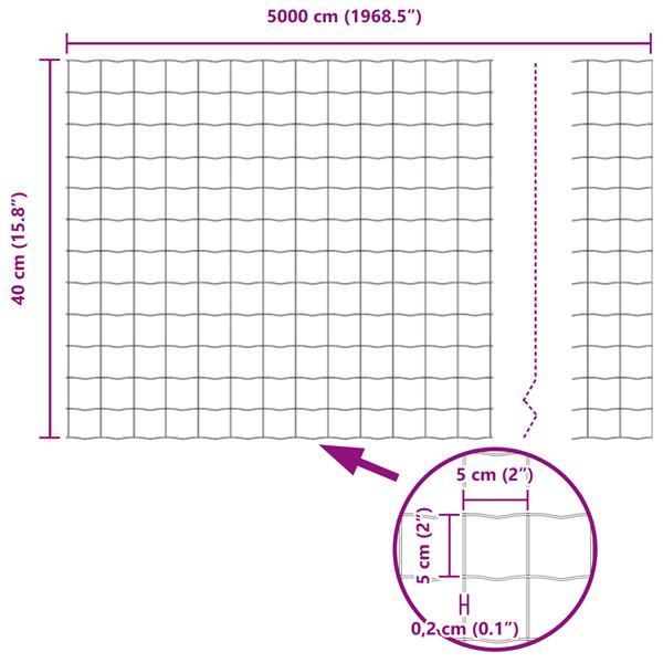 Grote foto vidaxl eurohek grijs 0.4x50 m staal tuin en terras hekken en schuttingen