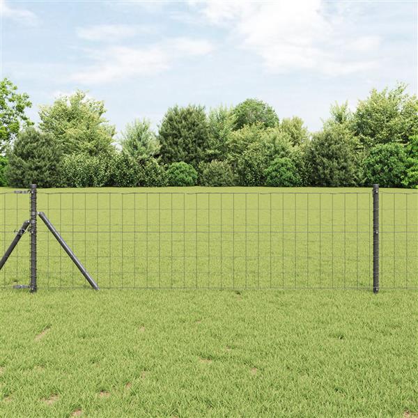Grote foto vidaxl euro omheining grijs 0 6x25 m staald tuin en terras hekken en schuttingen