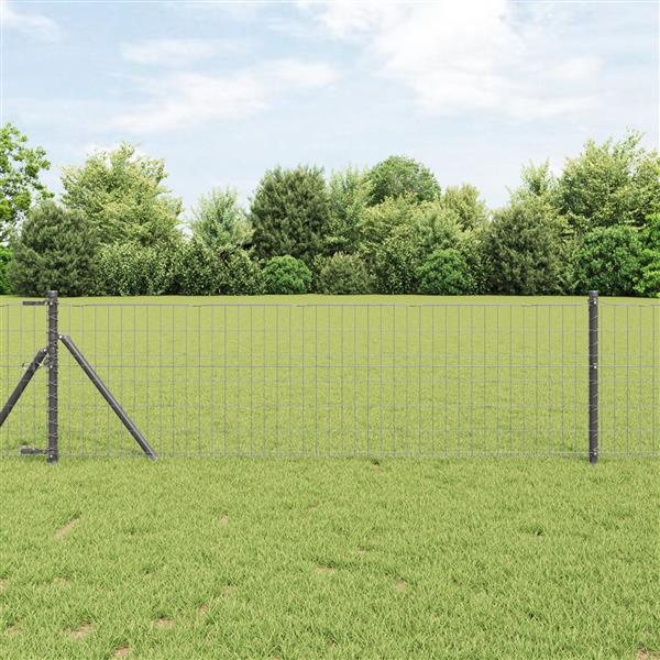 Grote foto vidaxl euro schutting grijs 0.6x25 m staal tuin en terras hekken en schuttingen