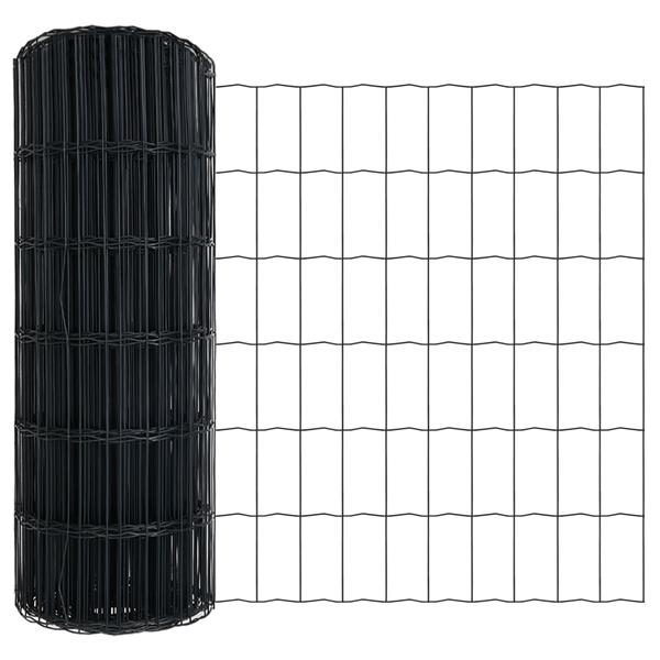 Grote foto vidaxl euro schutting grijs 0.6x25 m staal tuin en terras hekken en schuttingen