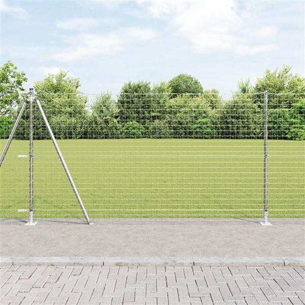 Grote foto vidaxl hekpalen met basisplaten 7 stuks 32mm 68 5cm gegalvaniseerd staal tuin en terras overige tuin en terras