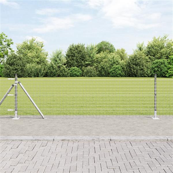 Grote foto vidaxl hekpalen met basisplaten 7 stuks 32mm 50cm verzinkt staal tuin en terras overige tuin en terras