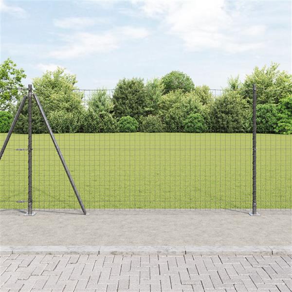 Grote foto vidaxl hekpalen met basisplaten 7 stuks 32mm 68 5cm gegalvaniseerd staal tuin en terras overige tuin en terras