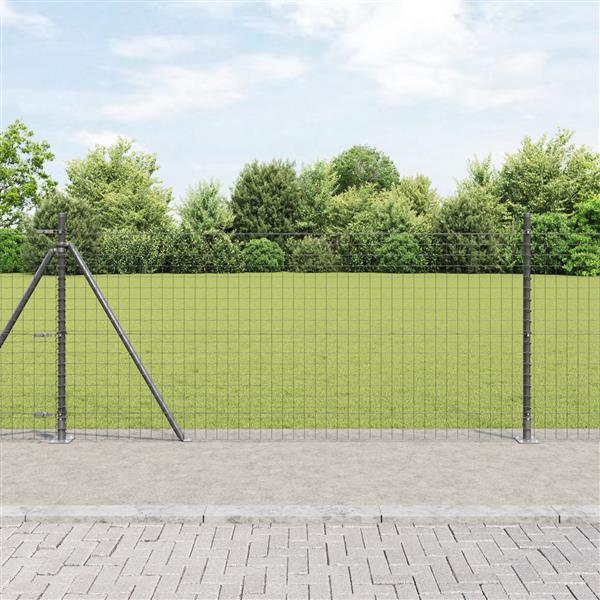 Grote foto vidaxl hekpalen met basisplaten 7 stuks 32mm 110cm gegalvaniseerd staal tuin en terras overige tuin en terras