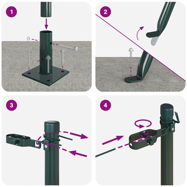 Grote foto vidaxl fence posts met basisplaten 7 stuks 32mm 68 5cm gegalvaniseerd staal tuin en terras overige tuin en terras