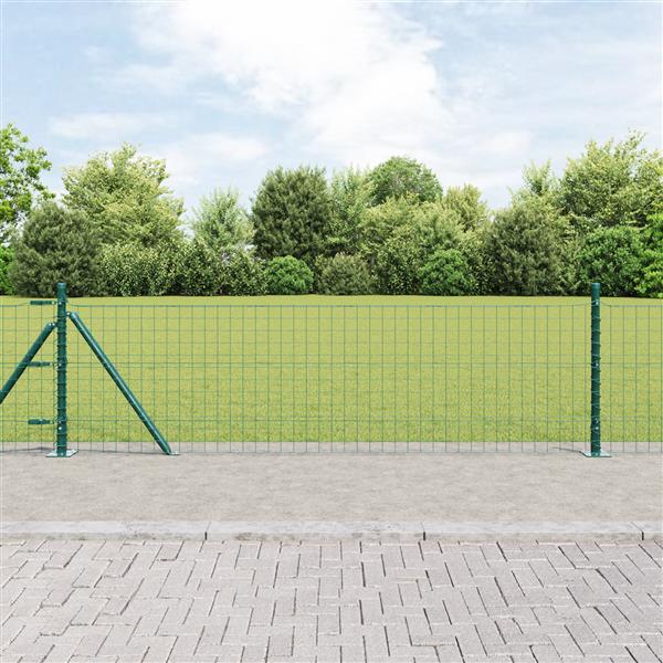 Grote foto vidaxl hekpalen met bodemplaten 7 stuks 32mm 70cm gegalvaniseerd staal tuin en terras overige tuin en terras