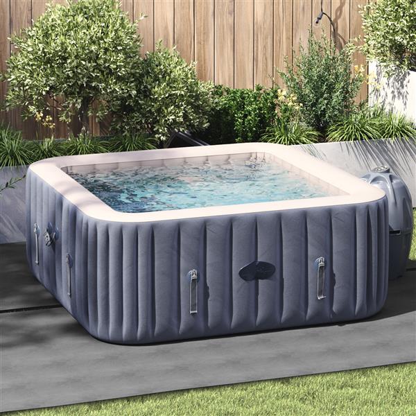 Grote foto vidaxl vierkante zwembadbedekking lichtgrijs polyester 274 x 274 cm tuin en terras zwembaden toebehoren