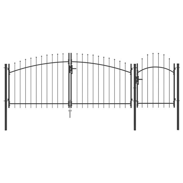 Grote foto vidaxl tuinafsluiting met spitse top grijs 125x400 cm staal tuin en terras hekken en schuttingen