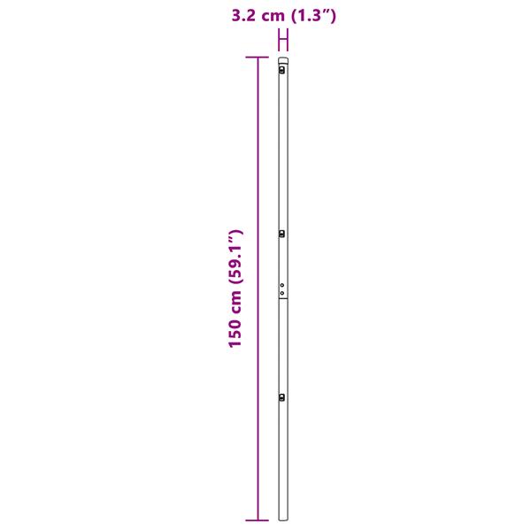Grote foto vidaxl hekpalen 13 stuks grijs 32 mm 150 cm gegalvaniseerd staal tuin en terras overige tuin en terras